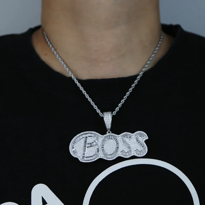 رسالة بوس كول إثارة روك الشرير قلادة مثلج خارج بلينغ مايكرو معبد 5A تشيكوسلوفاكيا الرجال الهيب هوب مجوهرات #6