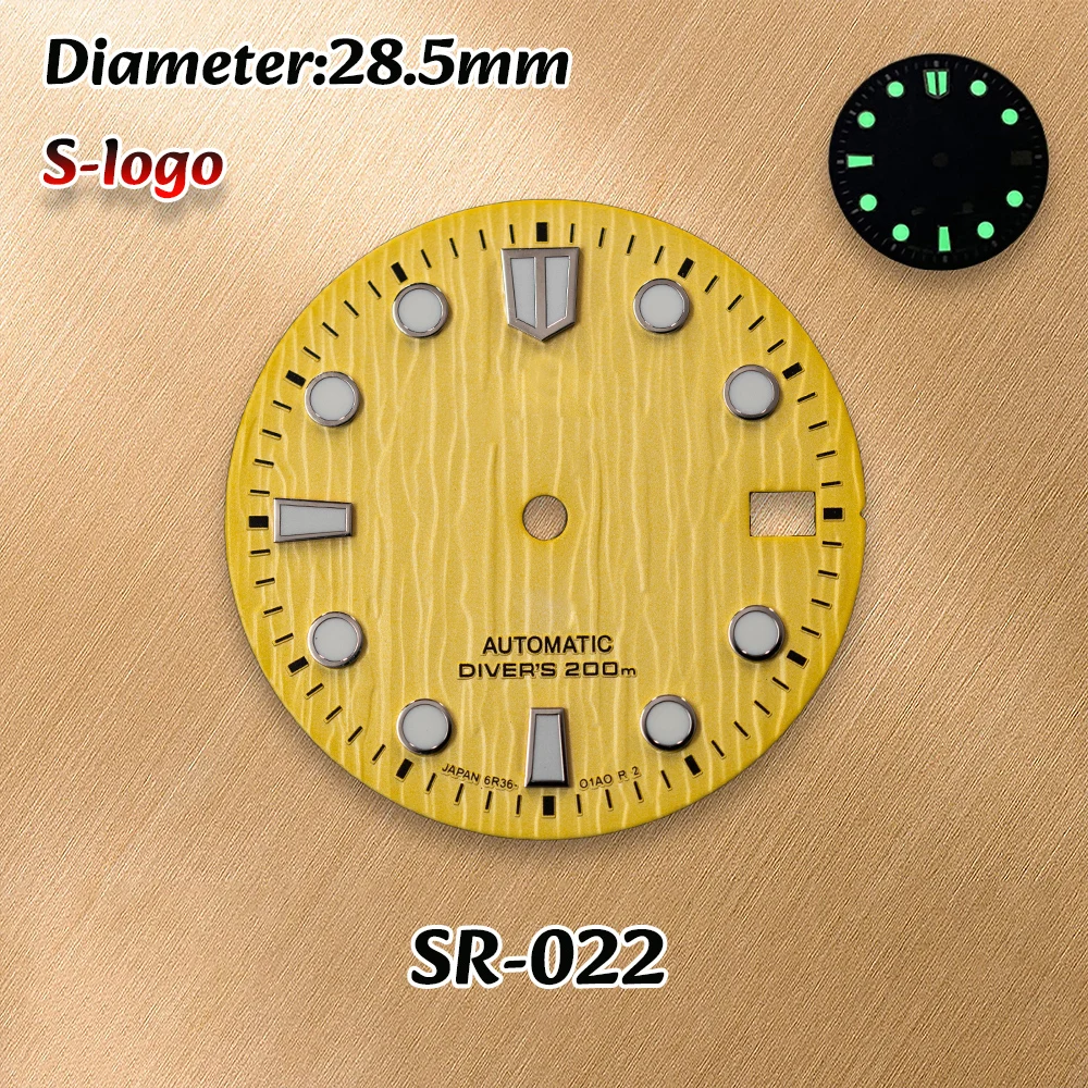 S Logo 28,5 mm 3D Ocean Glaciers Quadrante NH36/NH35 movimenti C3 Orologi luminosi di alta qualità per uomo Accessori per la modifica dell'orologio