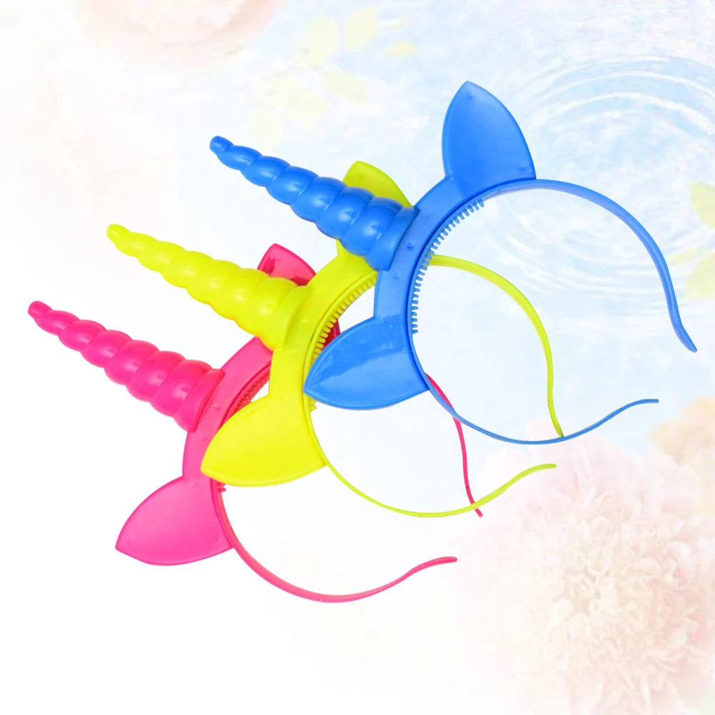 

3pcs Luminous Unicorn Hair Hoops Shining Headband Party Halloween Masquerade Cosplay Accessory Glowing Hairwear For