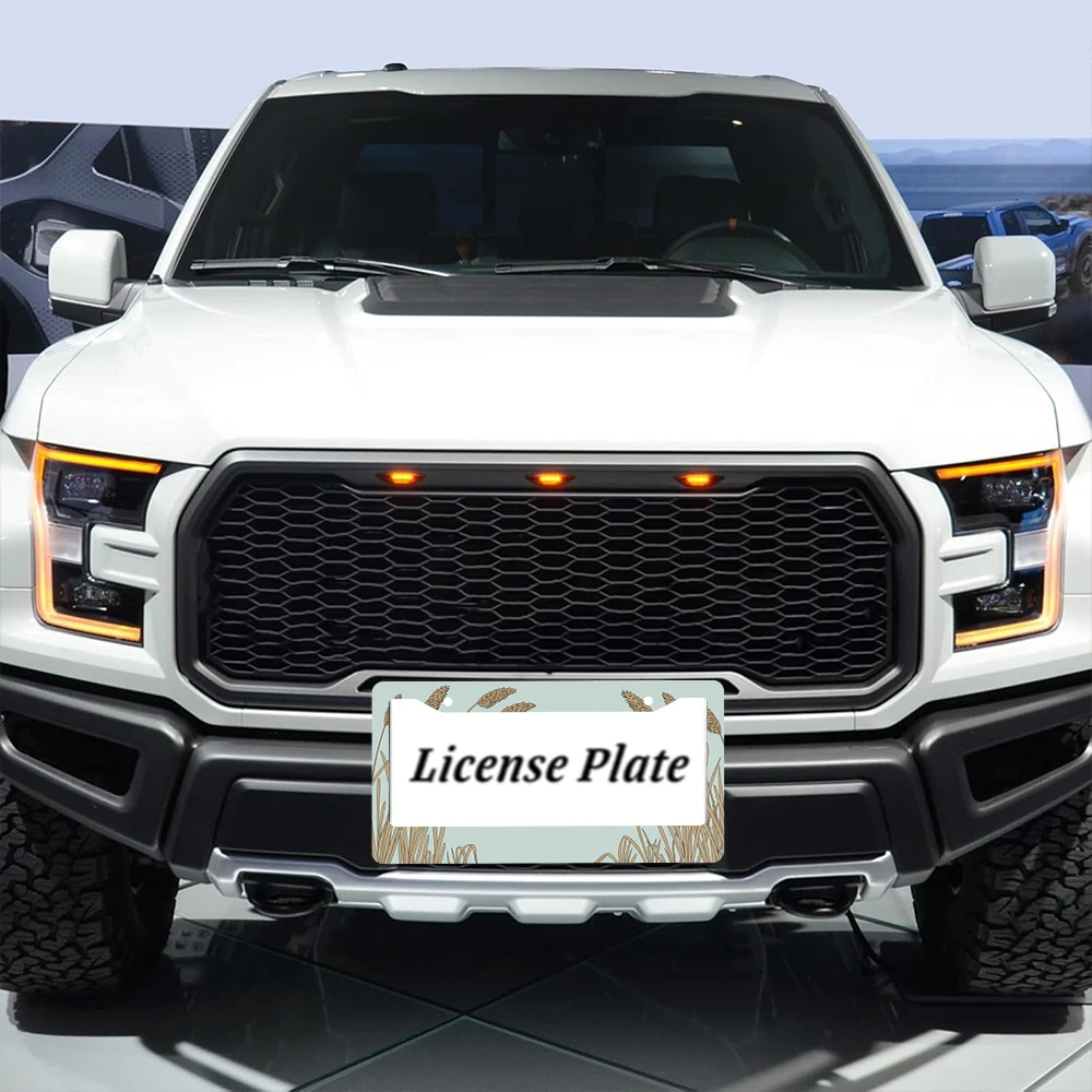 1 قطعة إطار لوحة ترخيص بفتحتين بنمط القمح باللونين الأزرق الفاتح والبني، مادة الألومنيوم، 6 × 12 بوصة، مع طقم براغي، عتيق