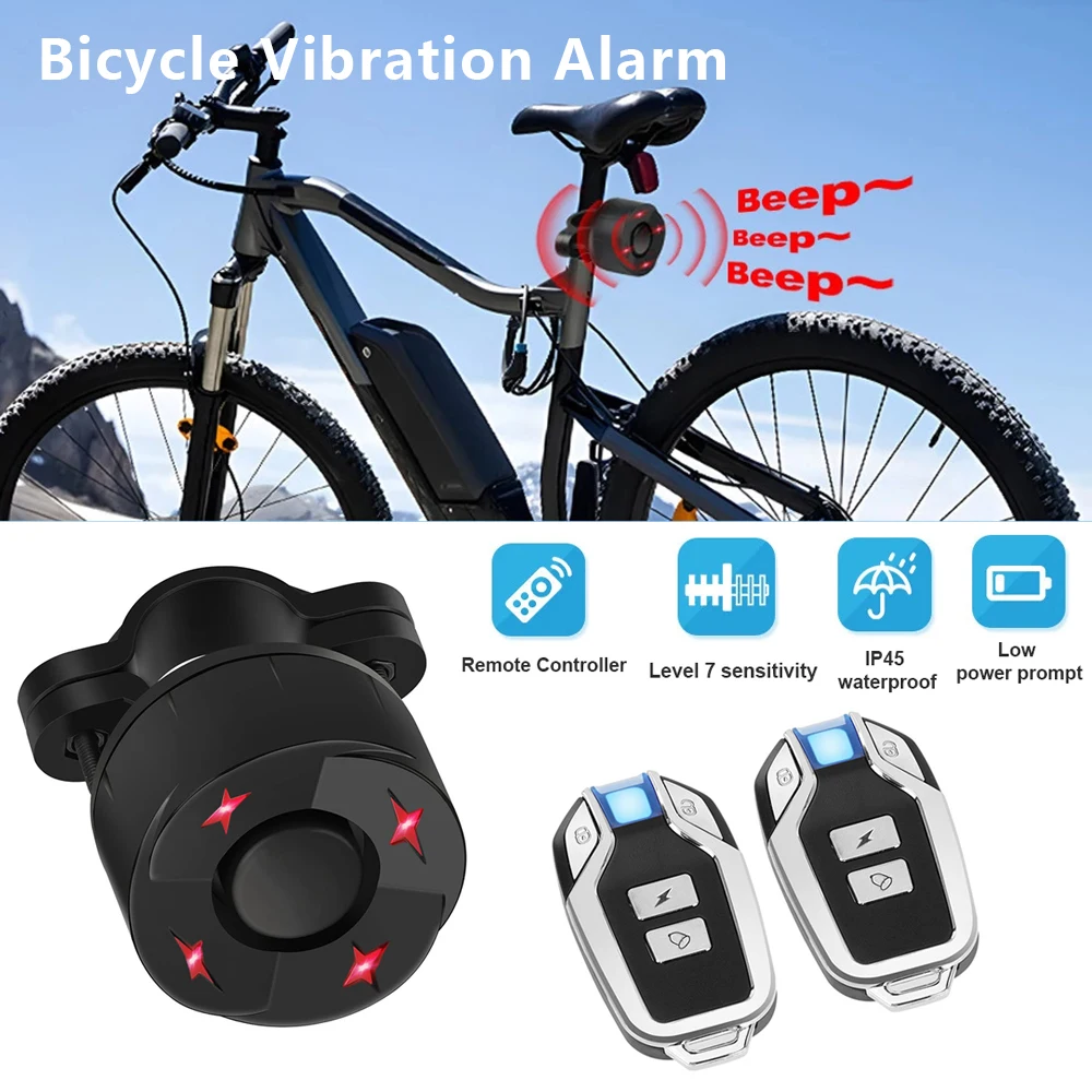 Bicicleta sem fio vibração taillight alarme, carregamento USB, motocicleta bicicleta alarme, controle remoto, anti-roubo detector sistema