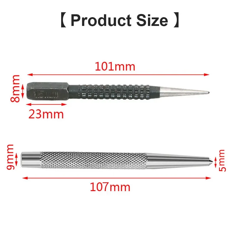 1/3 Pcs Center Punch 1.5mm/2mm/3mm Alloy High Carbon Steel High Hardness Non-Slip For Locator Metal Wood Marking Drilling Tool