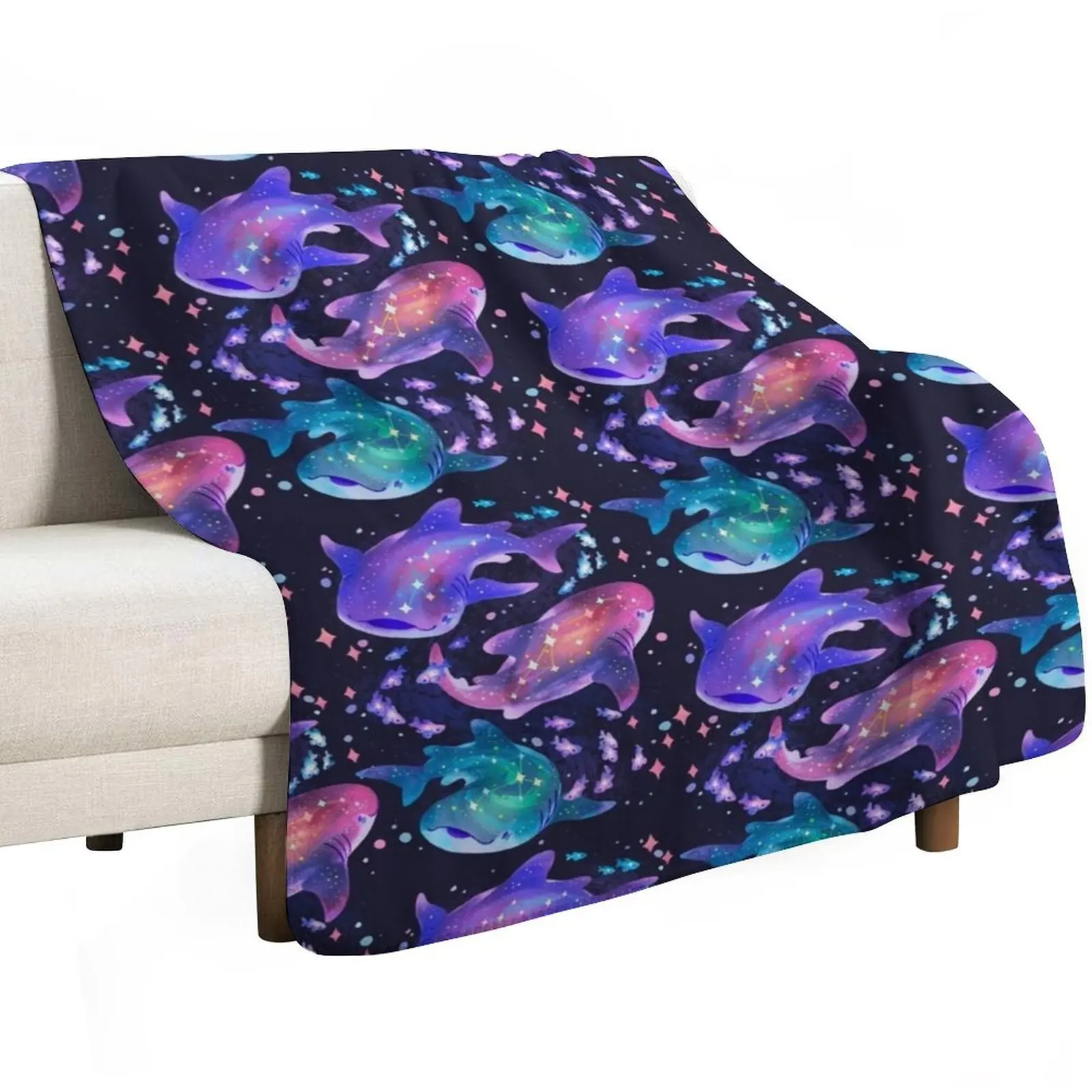 Cosmic Whale Shark Throw Blanket Portable Lightweight Blanket for Travel Camping