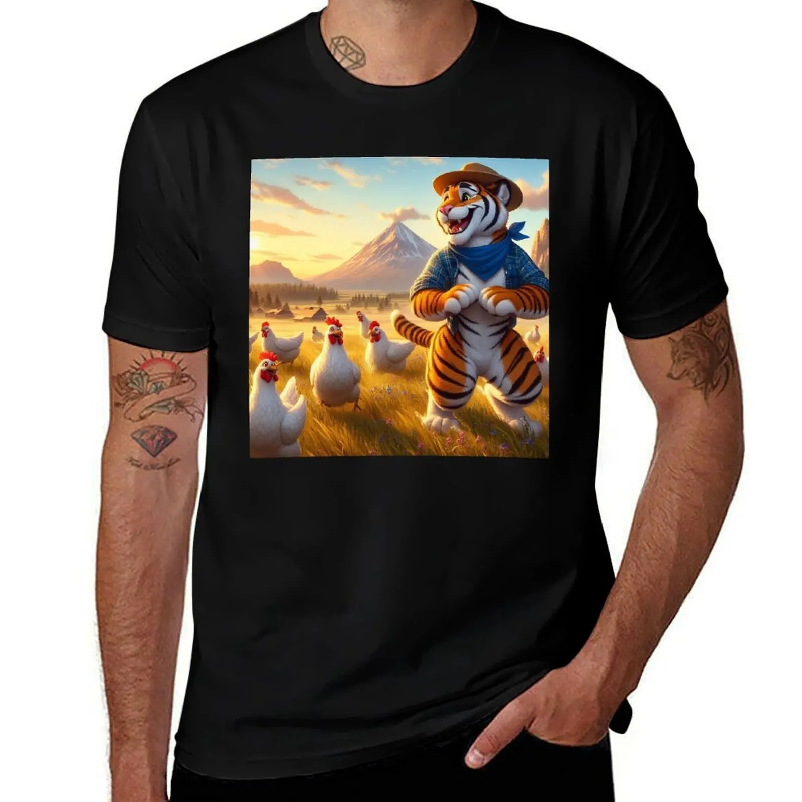 

Tiger Trails Through Clucking Fields T-Shirt fashion shirts graphic t shirt vintage cute tops mens graphic t-shirts anime