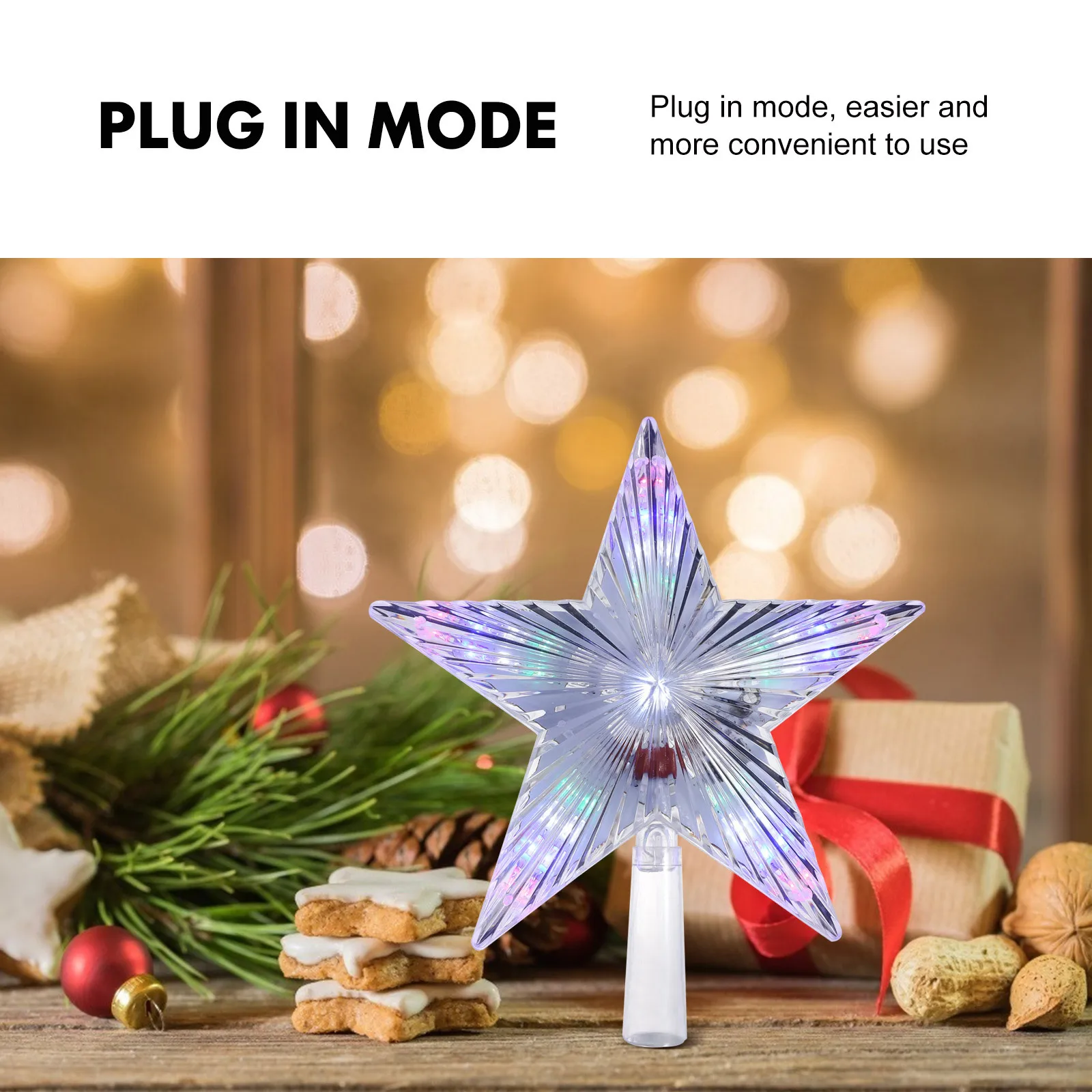 1 قطعة ضوء نجمة خماسية جميلة شجرة عيد الميلاد توبر ديكور فريد عيد الميلاد الديكور مكافأة للضيوف شجرة عيد الميلاد ديكور #6