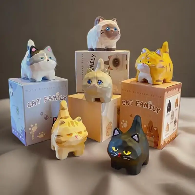 

Resin Small Cat Ornament Colorful Mini Kitten Figurines Imitation Wood Carving Cute Crafts Desktop Resin Cat Decor Crafts Gifts