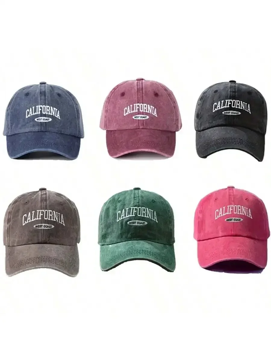 1 unisex all season wearing pure cotton washed California fashionable baseball cap with lettering
