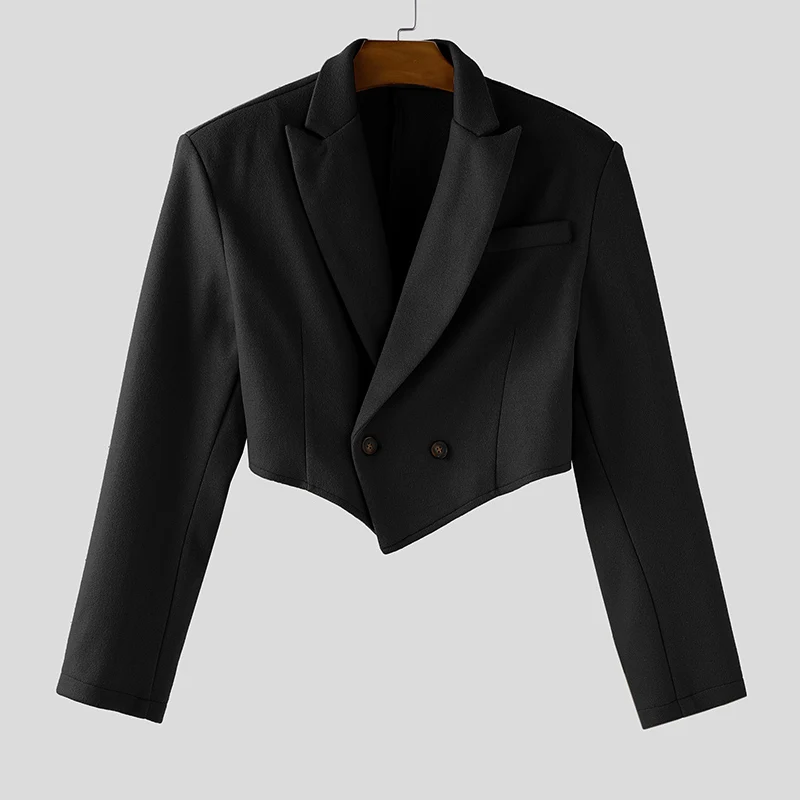 INCERUN hommes Blazer irrégulier couleur unie revers à manches longues décontracté culture Blazer hommes Streetwear bouton mode mâle costume mince manteaux