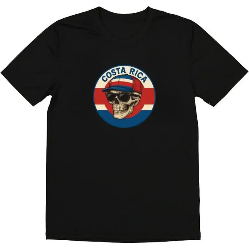 

Women's Costa Rica T-Shirt Skull Sunglasses Hat Print Cool Travel Souvenir Tee Latin America Vacation Gift Top
