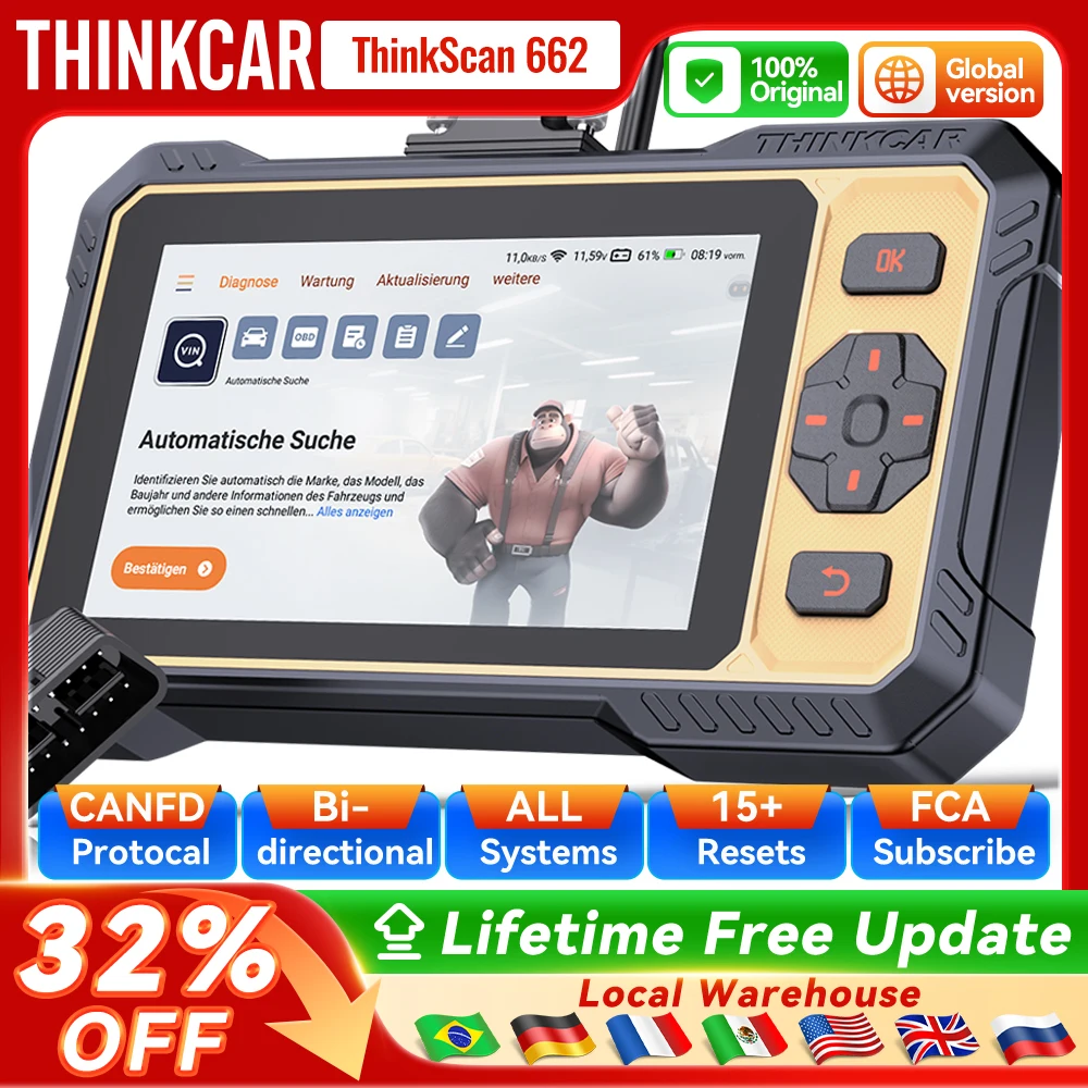 

THINKCAR Thinkscan 662 Bi-directional Scan Tool CANFD Obd2 Scanner Car Diagnostic Tool Automotivo Code Reader 12 Reset Life Free