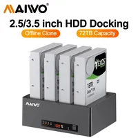 MAIWO 4 Bay 2.5/3.5 inch Hard Drive Docking Station with Offline Clone UASP LED Screen Display SATA to USB 3.0/eSATA HDD Case