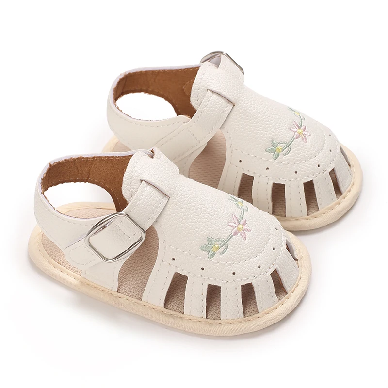 0-18M Summer Embroidered Flower Baby Sandals Lightweight Comfortable Casual Daily Walking Shoes