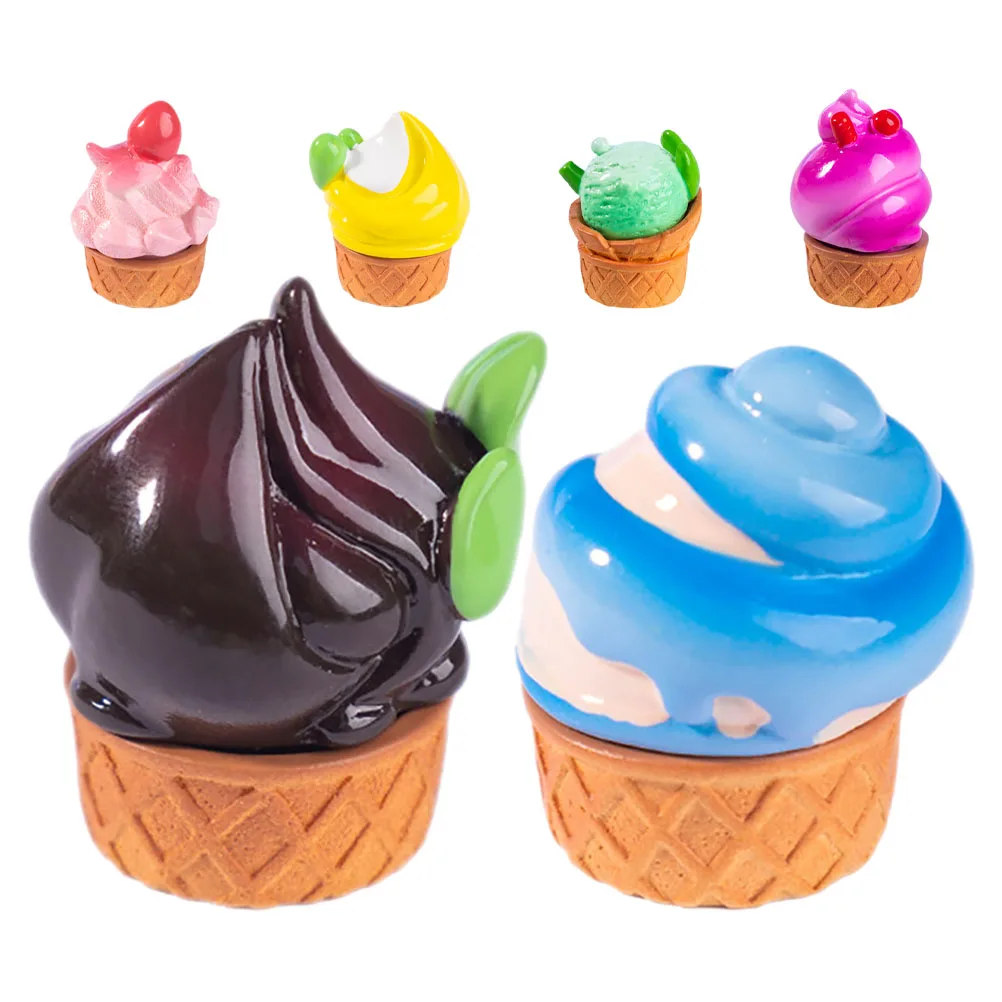 

6pcs Fruit Ice Cream Ornaments Realistic Food Shaped Figurines Scoop Resin Fake Decorations Home Dessert Shop Props Miniatures