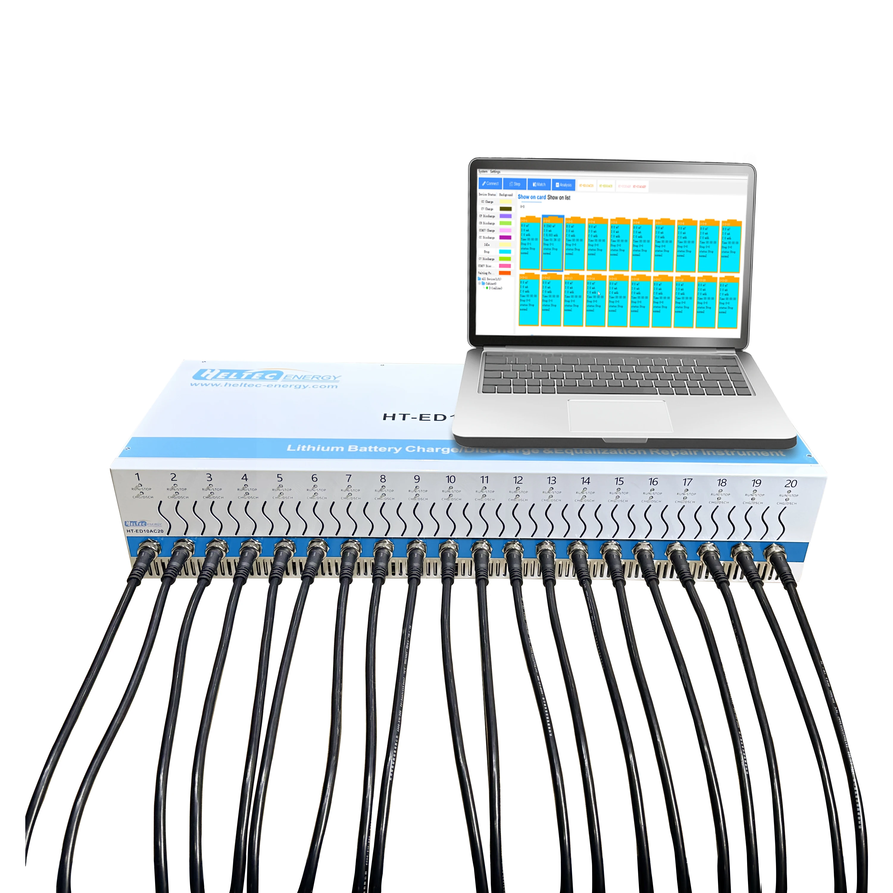 Heltec testador de carga e descarga de bateria, equalizador, testador de carga de capacidade, 10a, 20 canais, máquina de reparo do analisador de bateria
