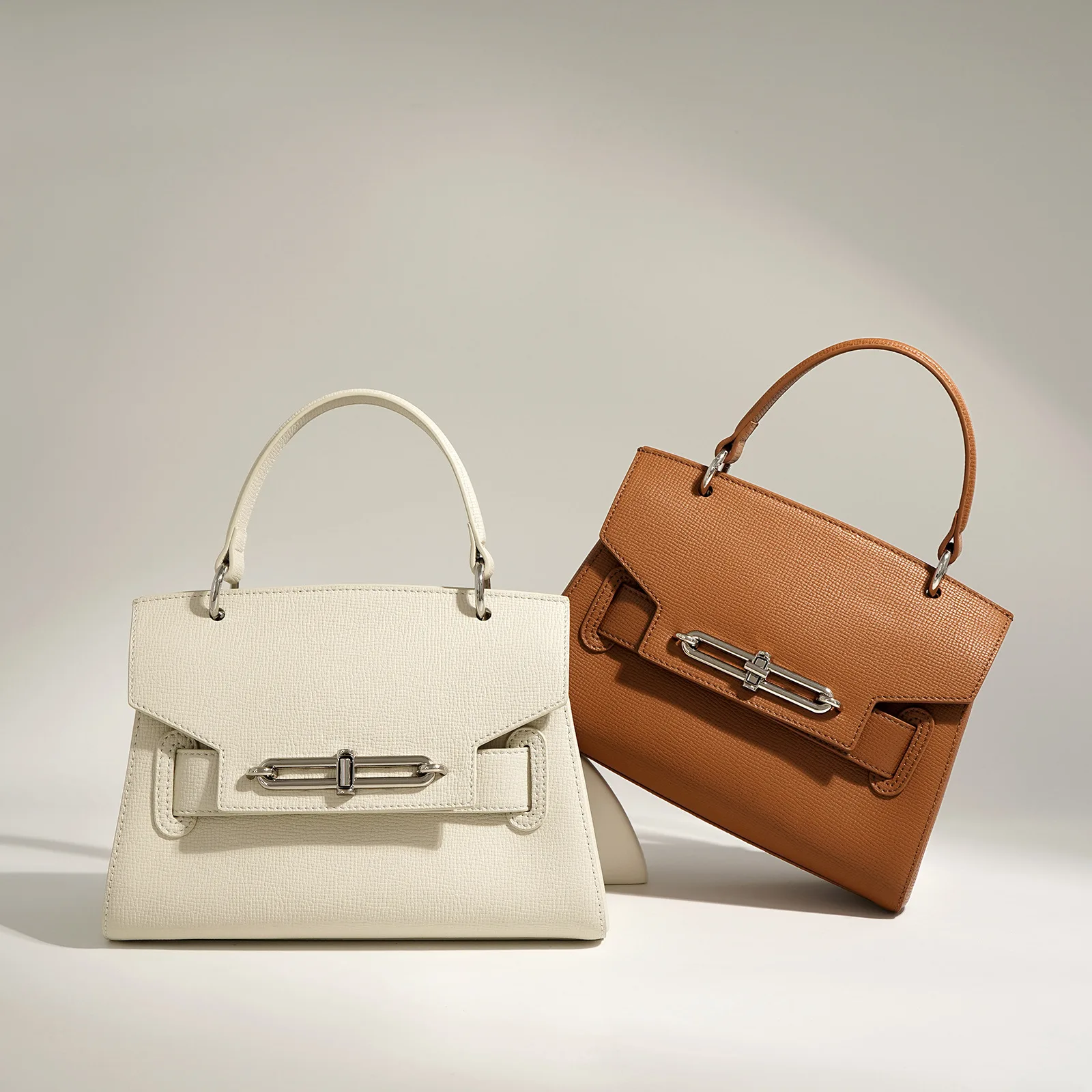 

New Keep Shape Hard Cow Leather Women's Handbag Beige All-match Business Office Commuter Ladies Shoulder Bag Camel