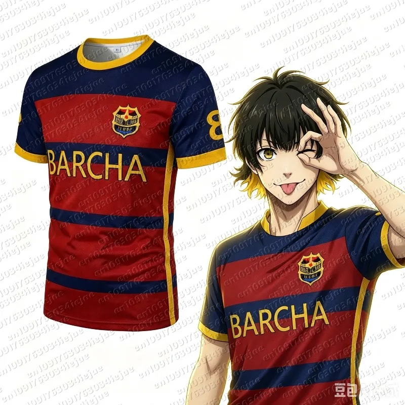 2026 Summer Blue Lock Barcha kid Soccer Jersey Meguru Bachira Sport Shirt Cosplay Outfit Anime Gift for Men Women Soccer Uniform