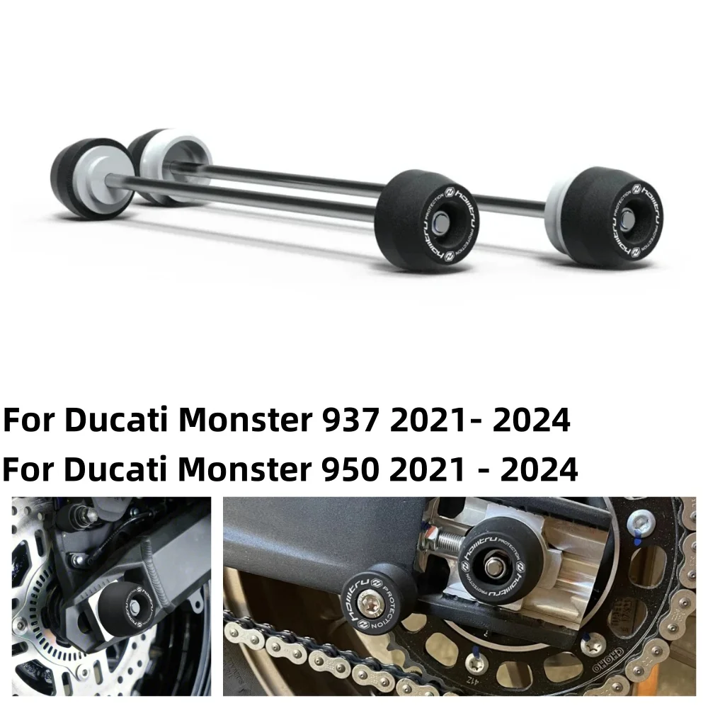 

For Ducati Monster 937 2021-2024 Monster 950 2021 2022 2023 2024 Motorcycle Wheel Protector Rear Front Axle Fork Crash Slider