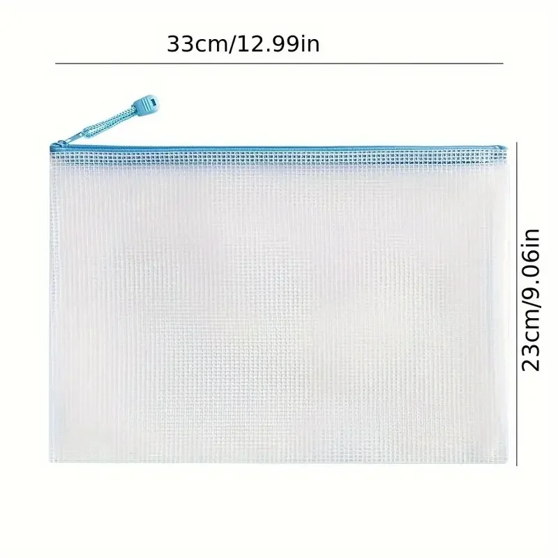 5-Pack A4 Zippered Document Bags, Transparent Waterproof Pouch for School, Office & Exam Organization, Pastel Colors