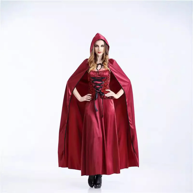 

Adult loween Costume Cosplay Witch Princ Little Red Riding Hood Performance Clothes Long Cloak Traditional Chin...