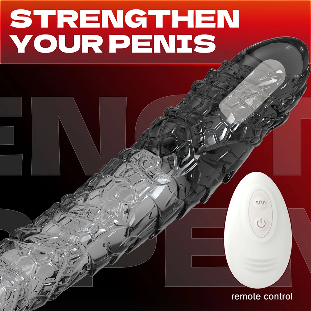 Penis Extension Sleeve Vibration Extend Adult Sex Toys Reusable Penis Sleeve Delay Ejaculation Dick Sleeve Sex toys for Men 18+ view 5