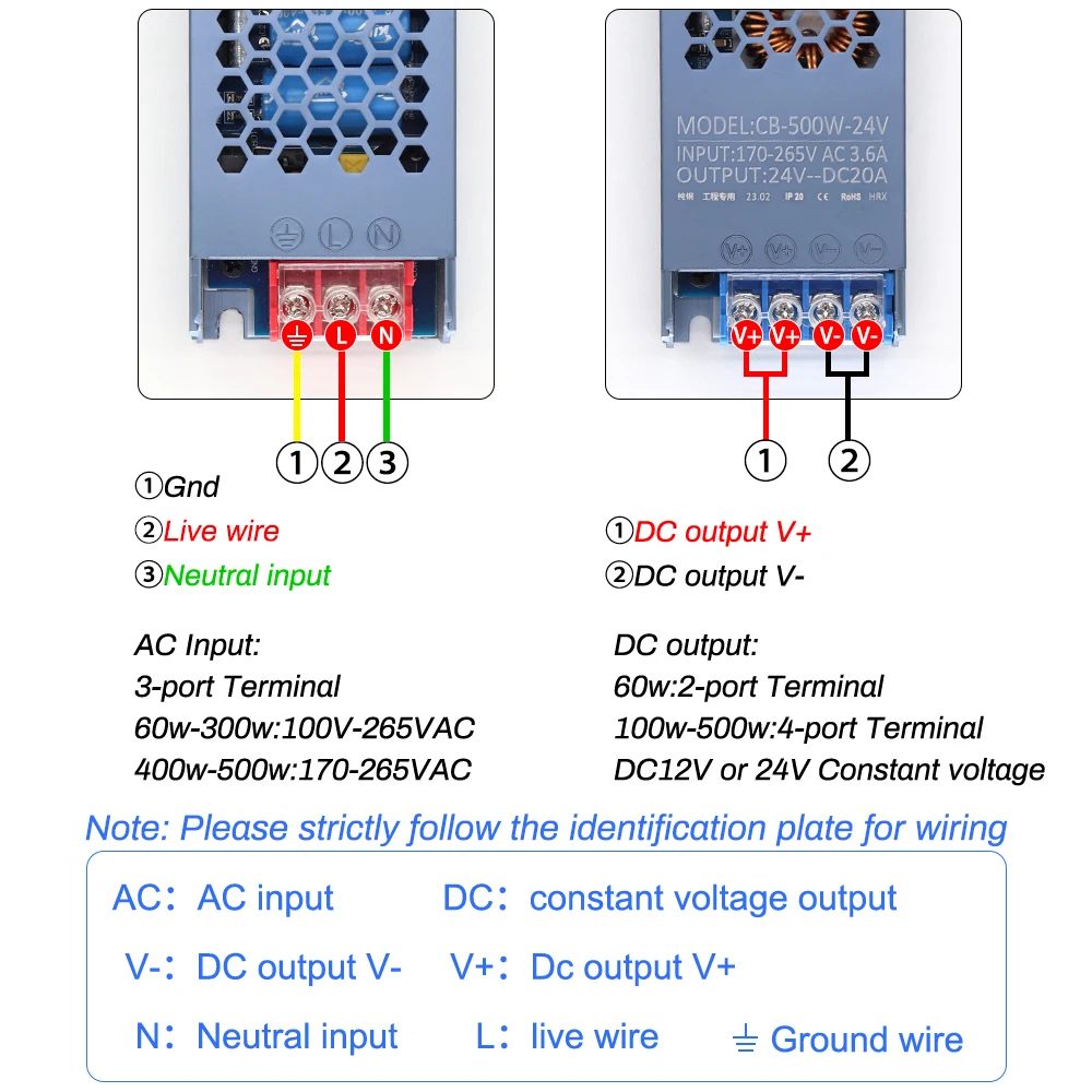 12V 24V LED Power Supply AC to DC Transformer 60W 100W 200W 300W 400W Super Thin Converter for LED Strip Light Bulb LED Driver