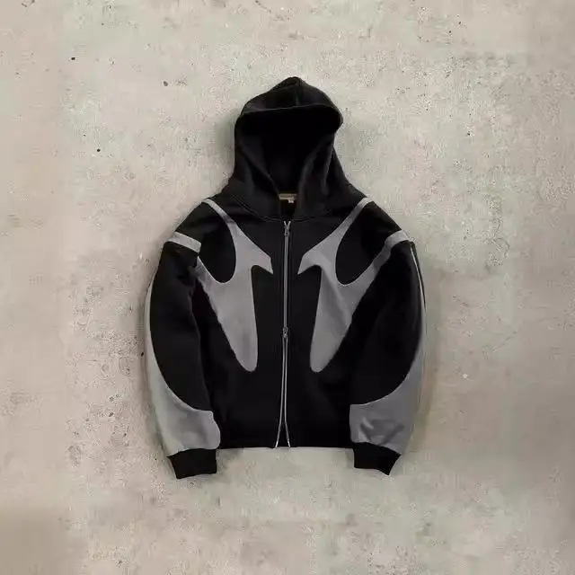 سترة بغطاء للرأس من Street Sle Jaet مطبوعة Y2K Harajuku Sle Long Sve ملابس خارجية للنساء لخريف وشتاء جديد...