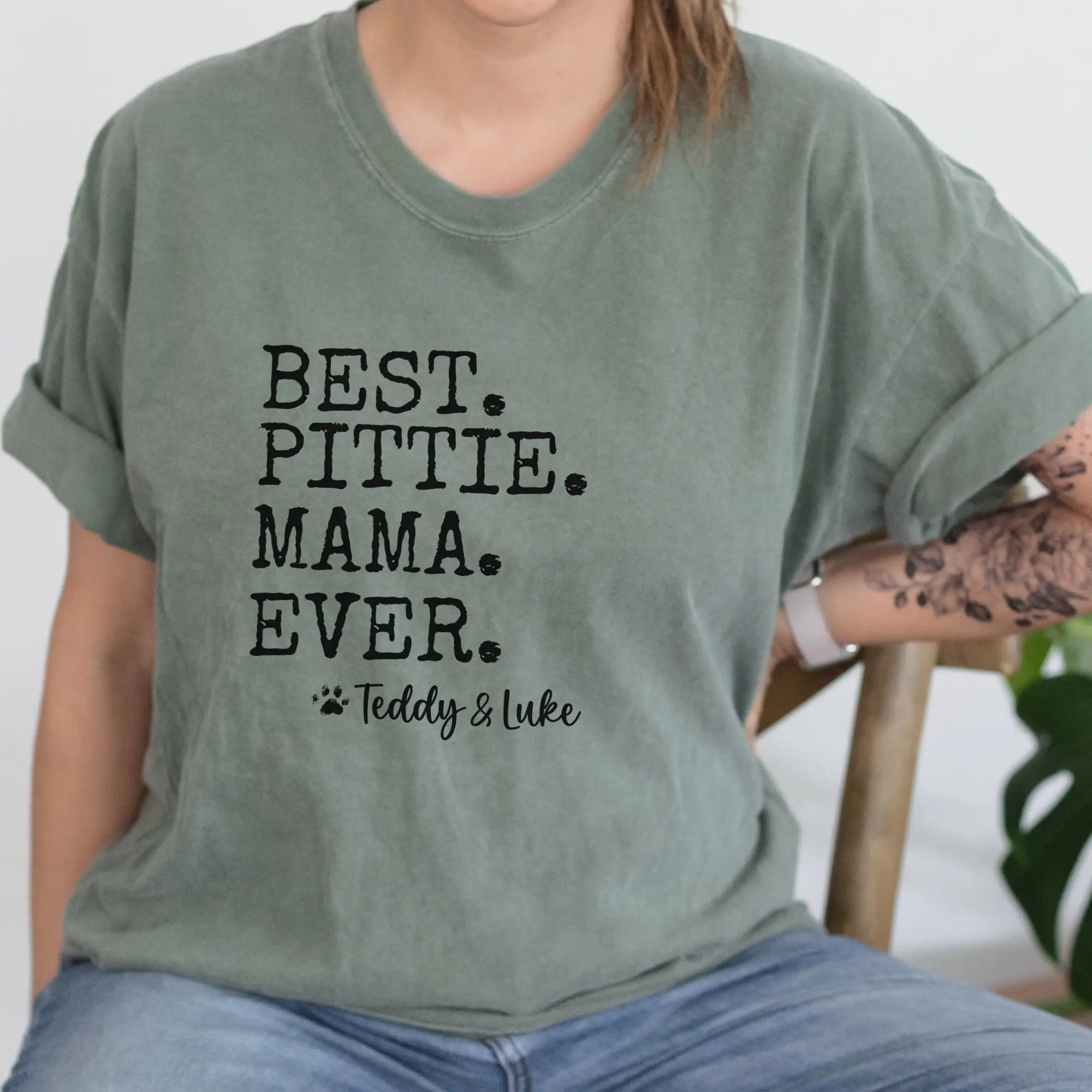 Pittie Mama Personalized Comfort Colors T Shirt For Dog Mom Lover S Owner Mother'S Day Pitbull