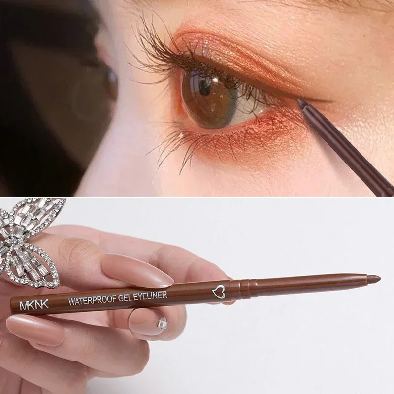 Matita per eyeliner a 6 colori Matita gel per eyeliner impermeabile Rosso Marrone sdraiato Penna per baco da seta Morbida e facile da indossare Trucco per occhi liscio da donna