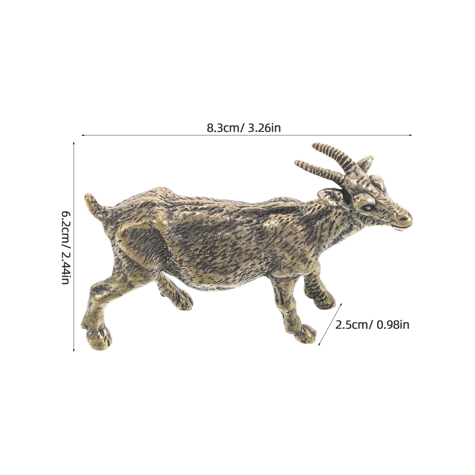 Vintage Brass Goat Statue Chinese Zodiac Sheep Sculpture Retro Desktop Decor Office Home Ornament Lamb Statue
