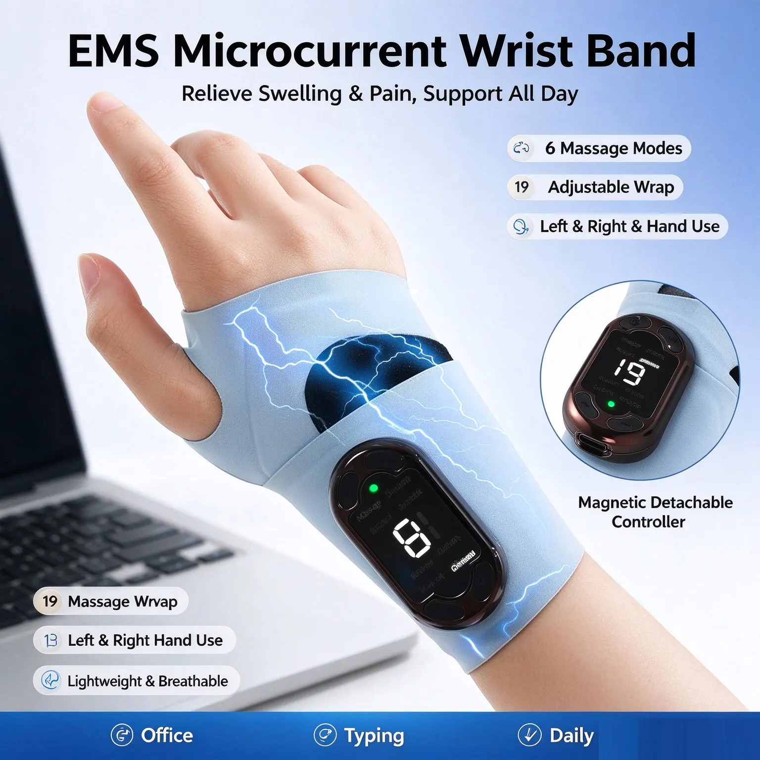 EMS Intelligent Hand Massage Instrument Wrist Hot Compress Tendon Sheath Electric heating Massage Sports Sprain Wrist Guard