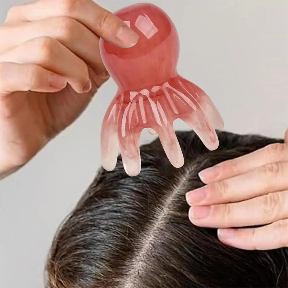 Octopus Massage Comb Resin Head Meridian Scraping Scalp Massage Brush Acupuncture SPA Gua Sha Massage Comb for Fatigue Relief