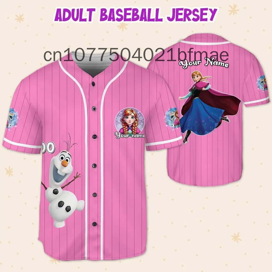 Disney Princess Frozen Anna White Blue baseball jersey Disney Custom  Men And Women Kids Short Sleeve Baseball Shirt