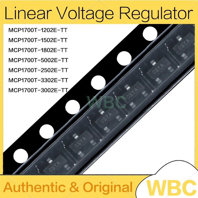 10Pcs MCP1700T-1202 MCP1700T-1502 MCP1700T-1802 MCP1700T-2502 MCP1700T-3002 MCP1700T-3302 MCP1700T-5002E/TT SOT23-3 New Original