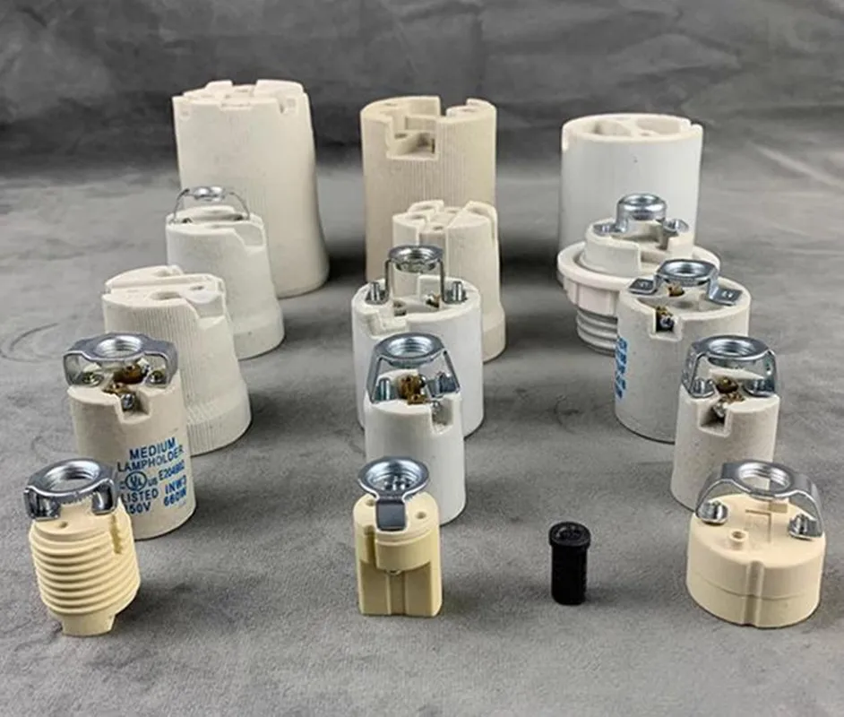 Sample order 2 pieces Pottery and Porcelain sockets E12 E14 GU10 and G9 E40 ceramic inside E27/E26 sockets CE/UL pendant holders