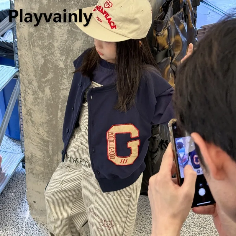 

Новинка 2023 года, весенне-осенний детский жилет в корейском стиле, серые, темно-синие пальто без рукавов с надписью, детский повседневный жилет для мальчиков и девочек A6501