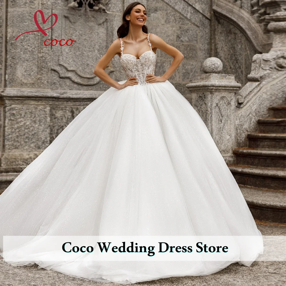 Роскошные аппликации из бисера по индивидуальному заказу, свадебные платья трапециевидной формы принцессы, свадебные платья на бретельках, Vestido De Noiva