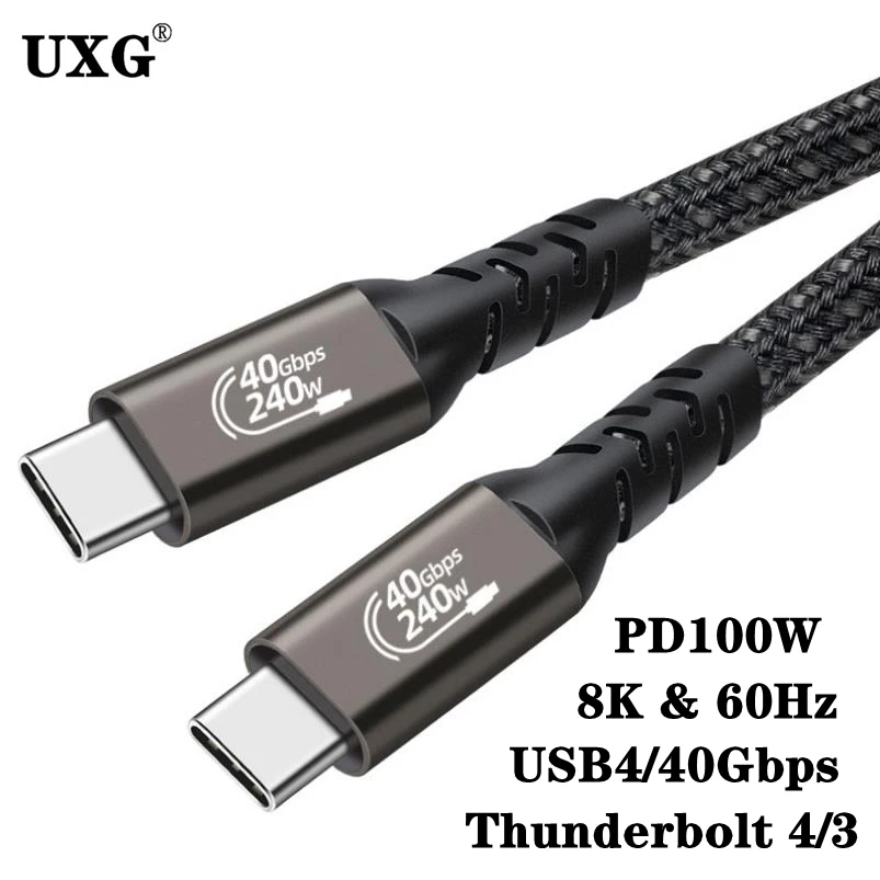 USB 4 Compatible Thunderbolt 4 Cable 40Gbps PD240W 5A 8K@60HZ Type C Cable SuperSpeed Data Transfer Fast Charging For M1 Macbook