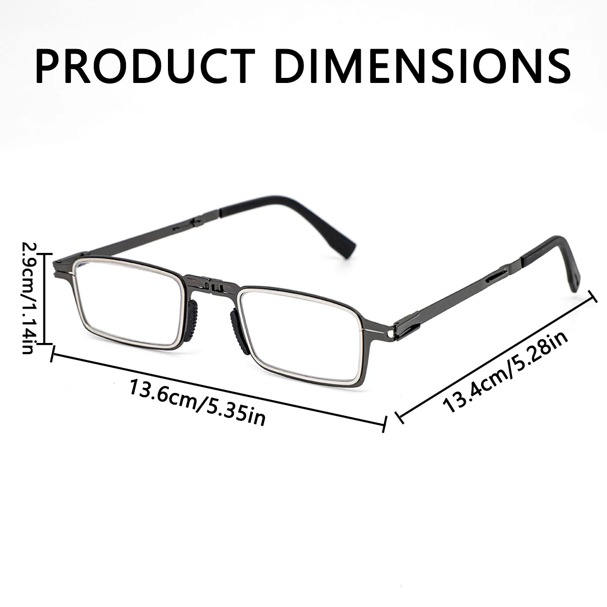 Folding Mini Reading Glasses Men Women Lightweight Portable Durable Stainless Steel Frame Folds down the Size Like a Lighter Small