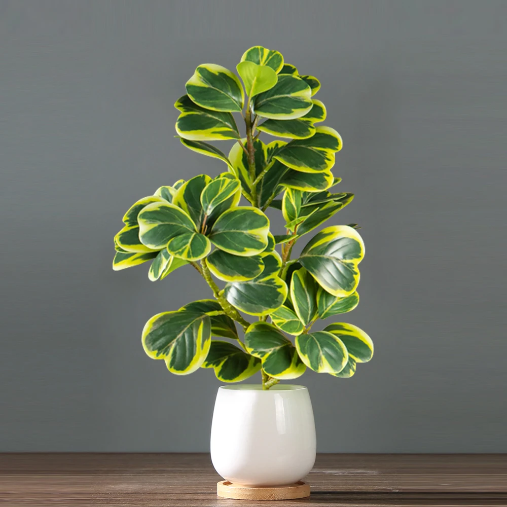 Árbol artificial de ficus de 20-37 cm, árbol de roble artificial, planta tropical de figo, rama de baniano de plástico para decoración del hogar, escritorio, tienda, boda.