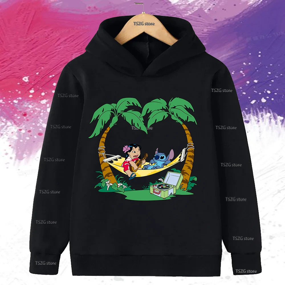 الخريف ديزني غرزة ليلو لطيف مطبوعة الاطفال هوديي Harajuku أزياء الأطفال مقنعين طويلة الأكمام الفتيات الفتيان عارضة البلوز #3