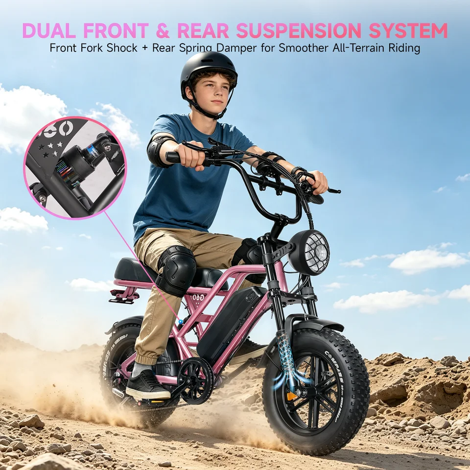 OBX 500W Electric Bike for Adults 16 Inch Fat Tire Ebike 36V 13Ah Battery 20MPH Speed 35 Miles Range All Terrain Mountain E-Bicycle image 7