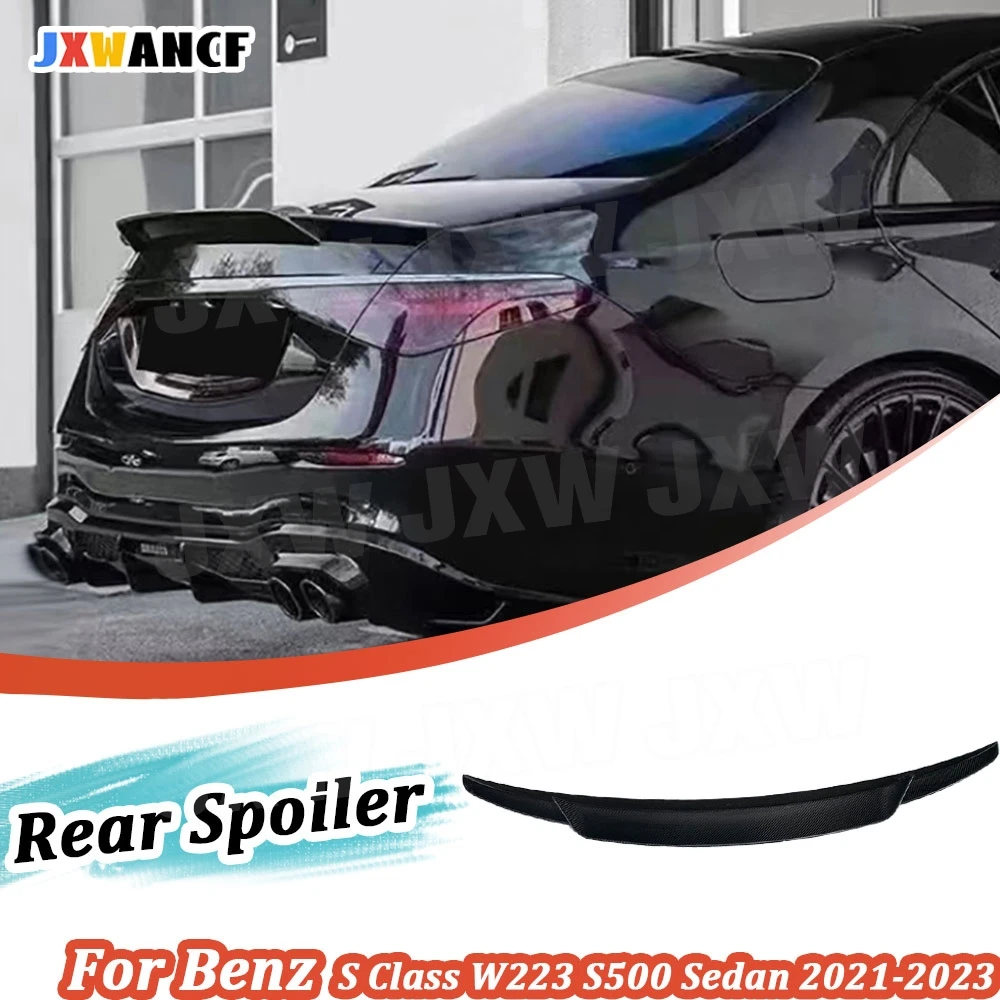 

JXWANCF Carbon Fiber for Mercedes-Benz S Class W223 S500 S580 Sedan 2021-2023 FRP Rear Trunk Spoiler Wings Car Accessories