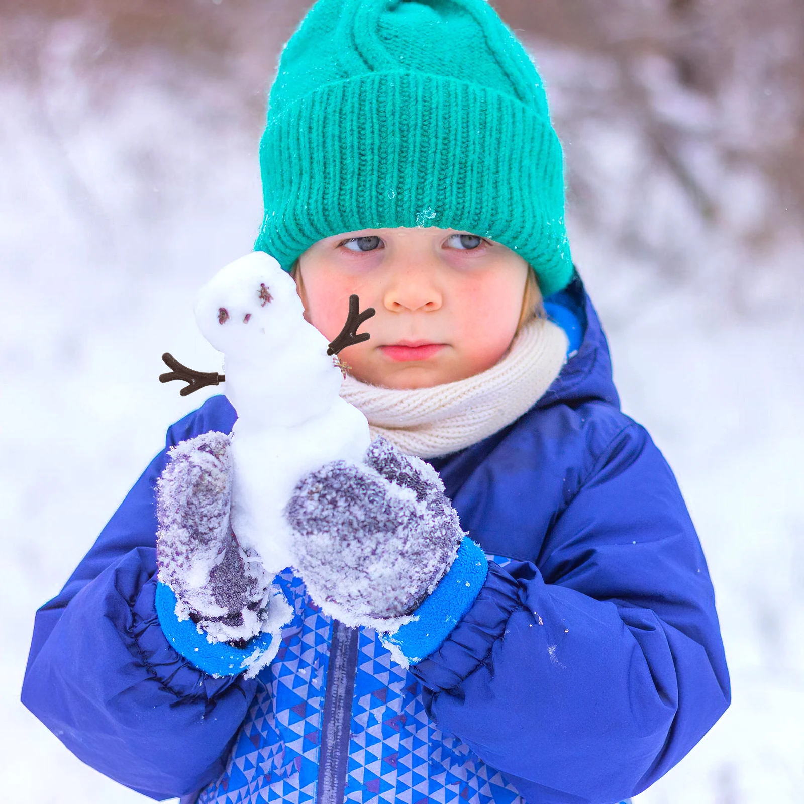 

100pcs Plastic Snowman Hand Accessories Christmas Diy Decor For Home Shop Hotel Branch Antlers Craft Ornament