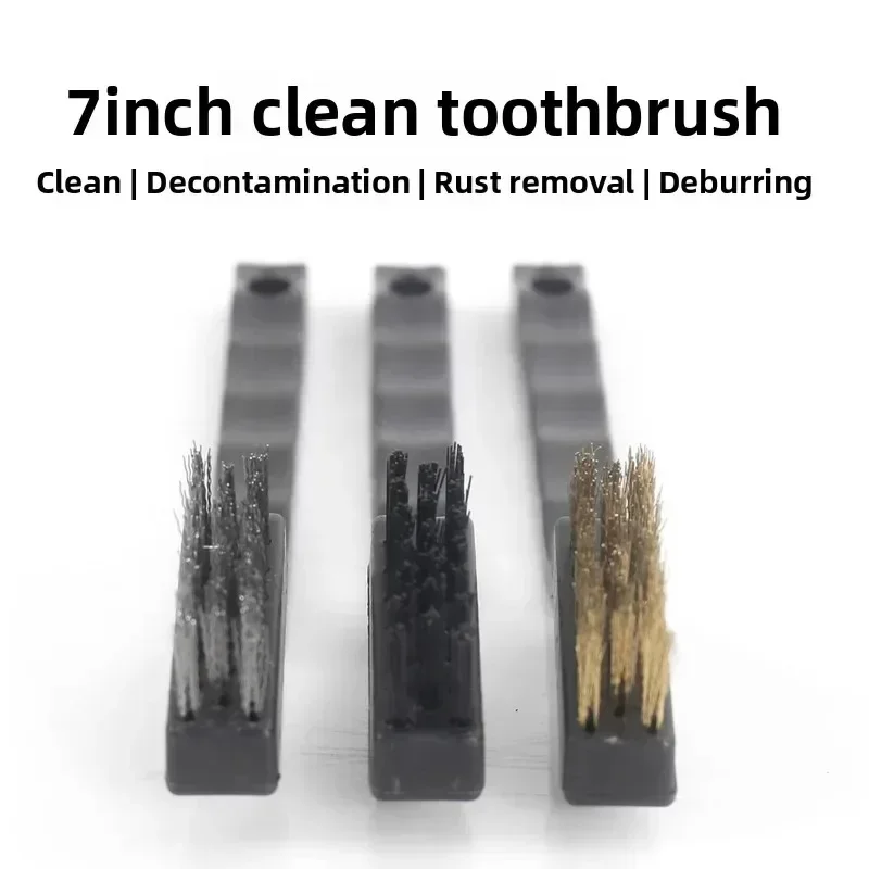 3 Pcs Mini Wire Brush Set Steel Brass Nylon Cleaning Polishing Detail Metal Rust Brush