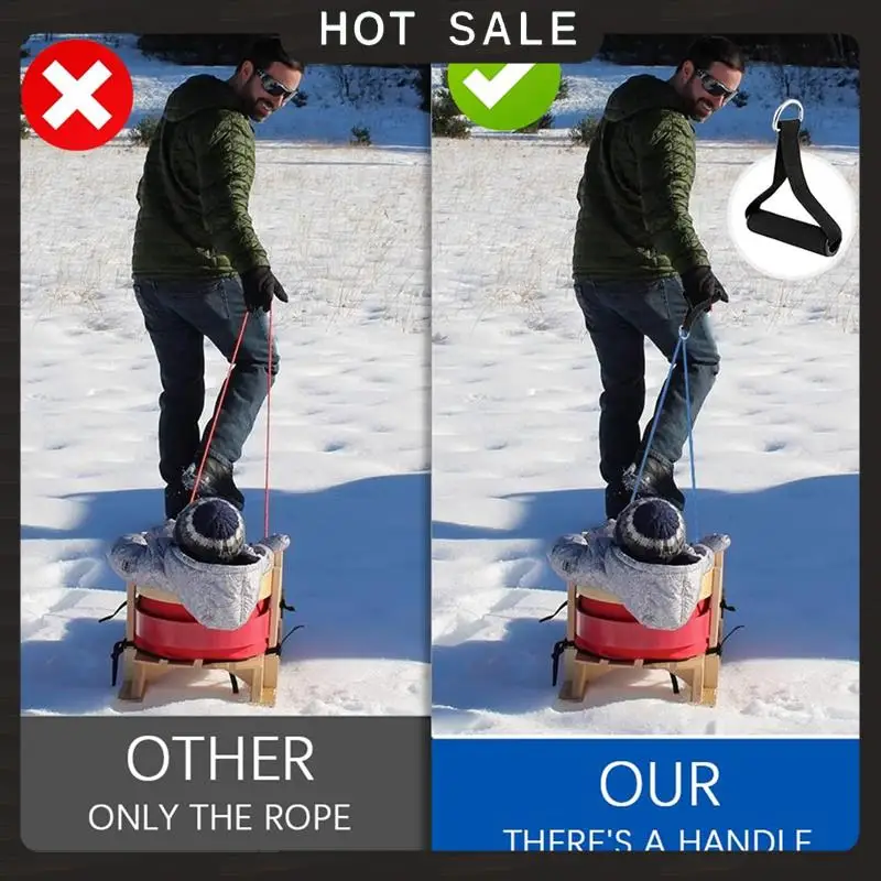 24-Hour Delivery Sledge Rope With Carabiner, Thick Sledge Rope Diameter 10 Mm, 4 M Sledge Lead With Handle,For Sledges, Sledge P