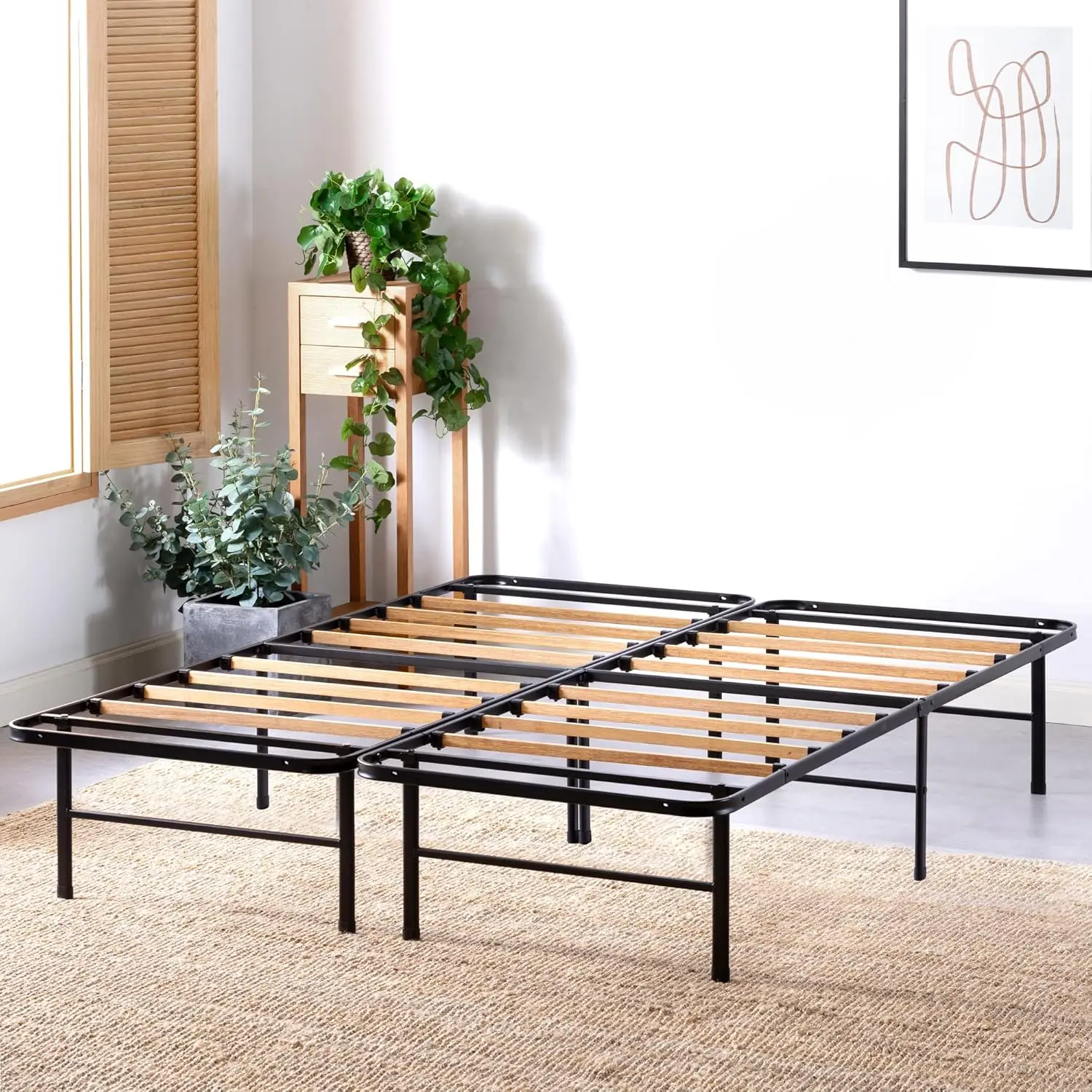 

SmartBase Essential Mattress Foundation with Bamboo Slats, Metal Platform Bed Frame, Sustainable Bamboo Slat Support, No Box