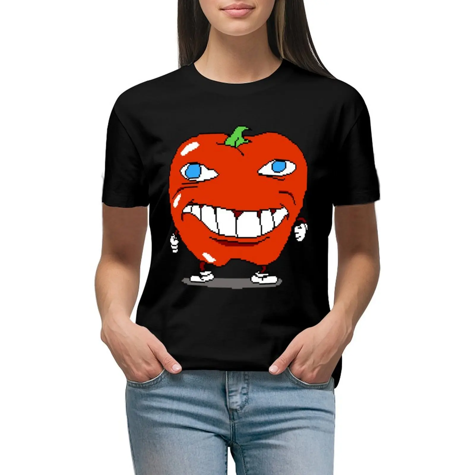 

Pepperman Pizza Tower Sticker Funny face T-shirt female Female clothing funny t-shirt dress for Women graphic