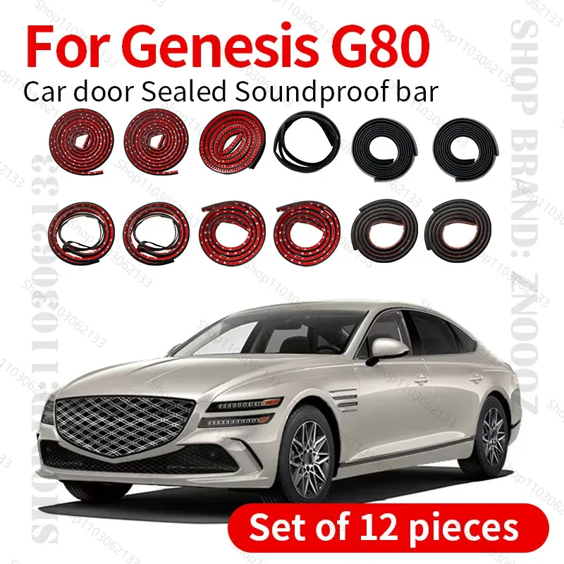 

For 2016-2025 Genesis G80 Car Door Seal Strip Rubber Double Layer Sealing Protector Soundproof Dustproof Seal Strip 12PCS Set