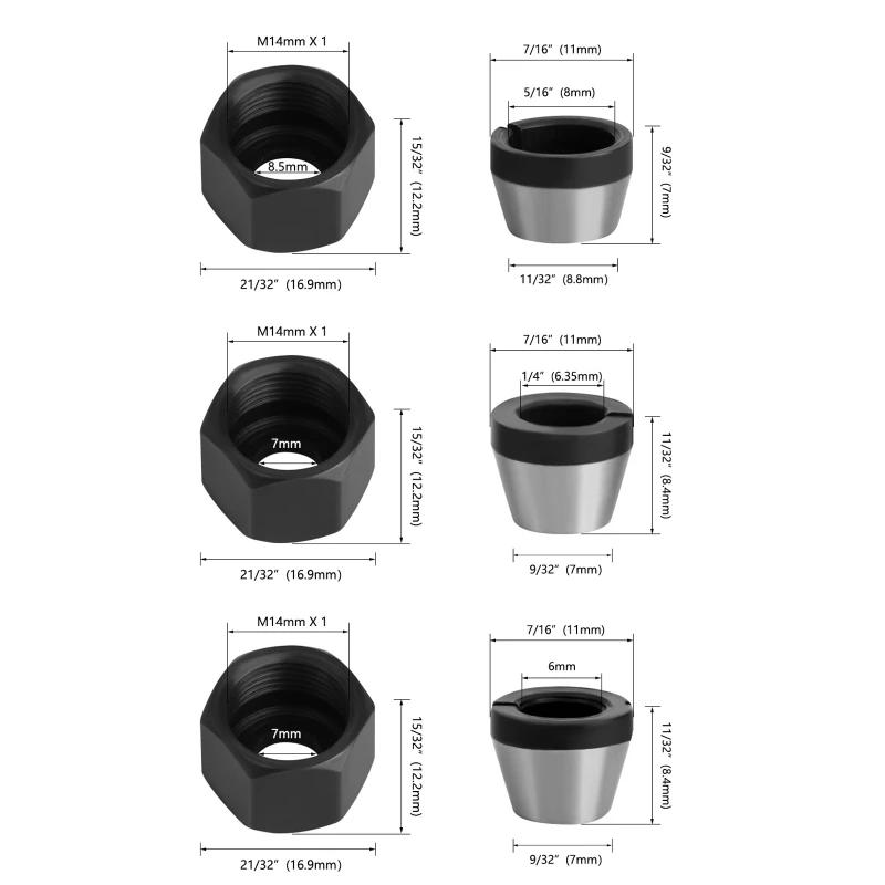Convenient 6/6.35/8mm M14 Engraving Machine Chuck Nut Milling Cutter Accessories