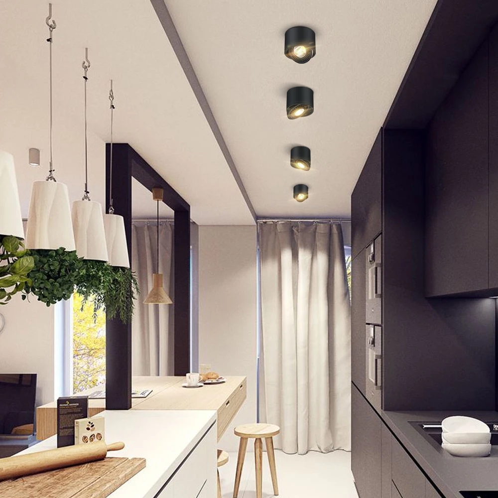 回転LEDシーリングライト,調光可能な表面実装,15/9/7/360 W,5W,度,天井スポットライト,LEDドライバー,固定設置